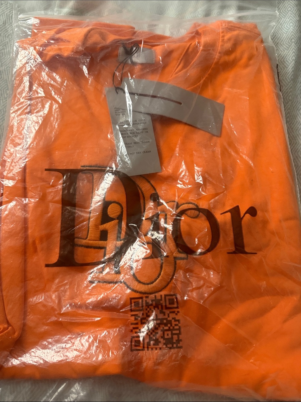 Dior Men Orange Logo Sweatshirt with QR Accent